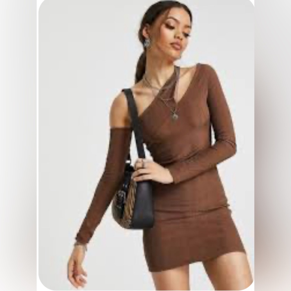 Topshop Bronze Textured Petite Dress Size 12